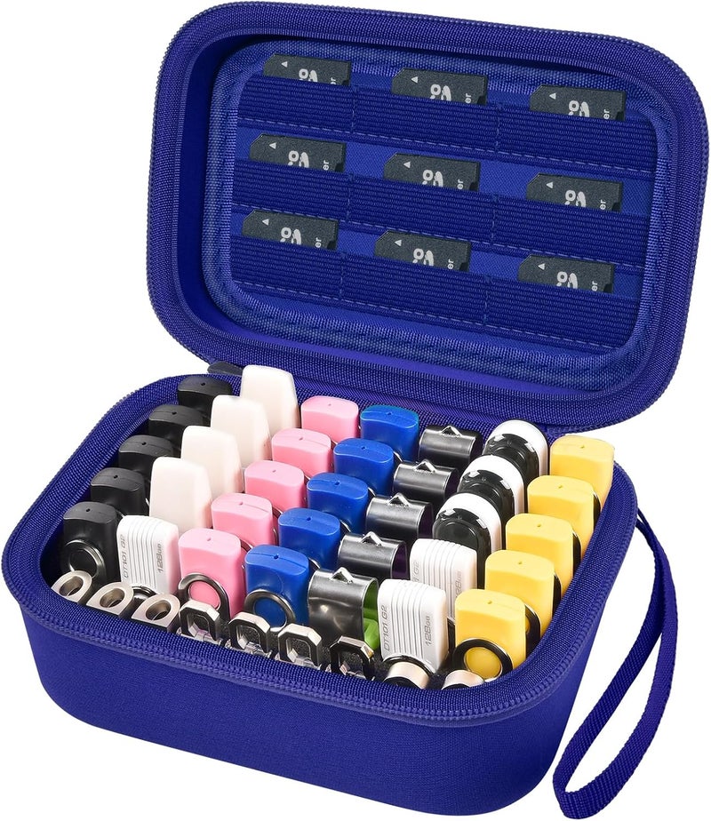 Comecase USB Flash Drive Case, Thumb Drive, Memory Card SD SDXC SDHC Card Holder Organizer, Electronic Accessories Storage Bag for SanDisk/SamData/Samsung/TOPESEL/Memory Stick/YubiKey - Blue(Box Only) - Image 1